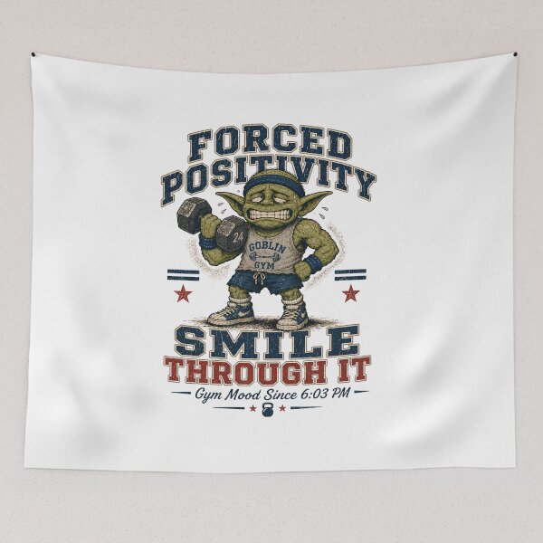 Item preview, Forced Positivity Smile Through It Retro Gym Humor designed and sold by FindYouByZ.