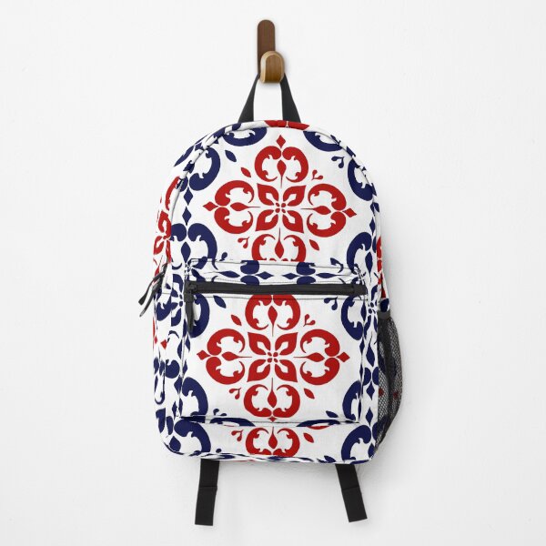Item preview, Floral damask pattern design red and blue designed and sold by warangdesign.