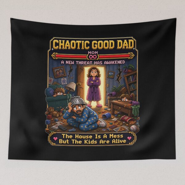 Item preview, Chaotic Good Dad The House is A Mess But The Kids are Alive Mom Final Boss Pixel Art Gift designed and sold by Nightarel.