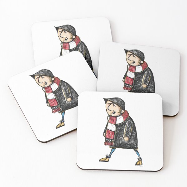 Item preview, Classic Football Fan Illustration | Retro Terrace Supporter | Red & White Scarf - Illustrated designed and sold by GWARTGB.