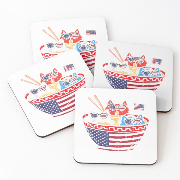 Item preview, Cats Ramen Anime American Flag USA Funny 4th of July Fourth T-Shirt designed and sold by ‘Nothing Scares Me’ Store.