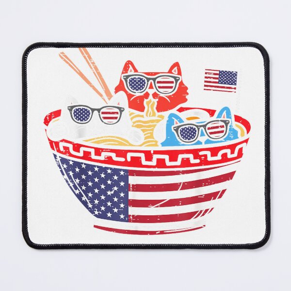 Item preview, Cats Ramen Anime American Flag USA Funny 4th of July Fourth T-Shirt designed and sold by ‘Nothing Scares Me’ Store.