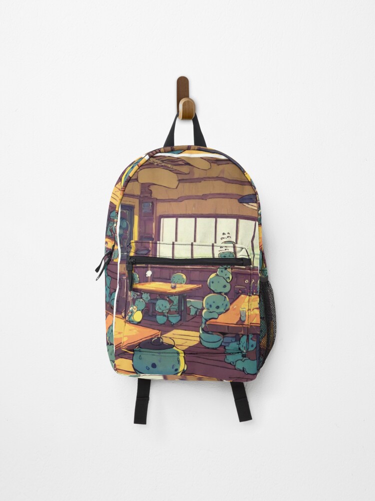 Thumbnail 1 von 3, Rucksack, Illustration - Surreal Coffee Scene with Round Colorful Characters, Playful and Quirky Atmosphere designt und verkauft von Reverso-Design.