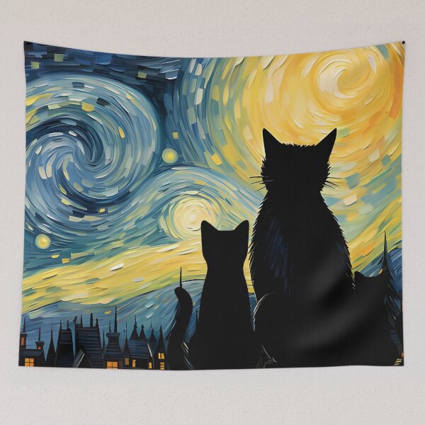 Item preview, Van Gogh Cat Starry Night Van Gogh Cat Lovers designed and sold by PurrfectHome.