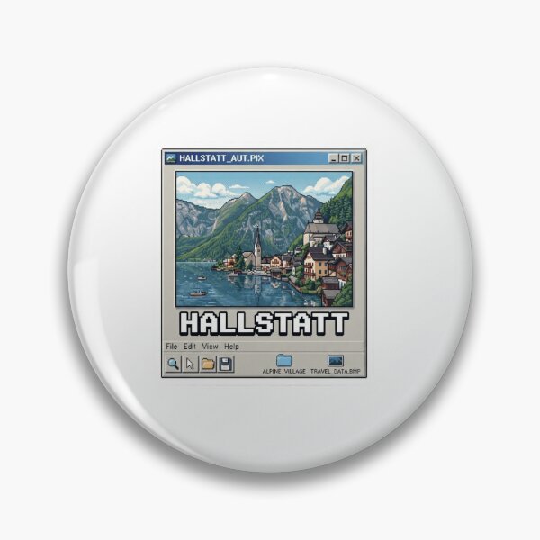 Item preview, Hallstatt Austria Alpine Lake Pixel Travel Sticker designed and sold by Imaginarium of Chaos falcon88 .