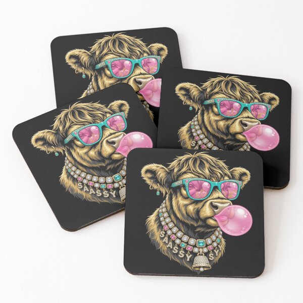 Item preview, Cute Highland Cow Bubblegum Wearing Sunglasses Wildlife Animal designed and sold by CF_VintageDesign.