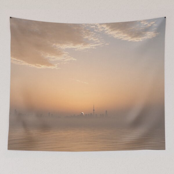Item preview, Sunrise Behind Toronto Skyline Veiled in Soft Fog designed and sold by Georgia Mizuleva.