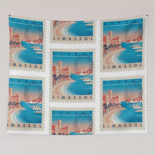 Item preview, Limassol Cyprus Mediterranean Coast Postage Stamp Sticker designed and sold by stickercuffs.