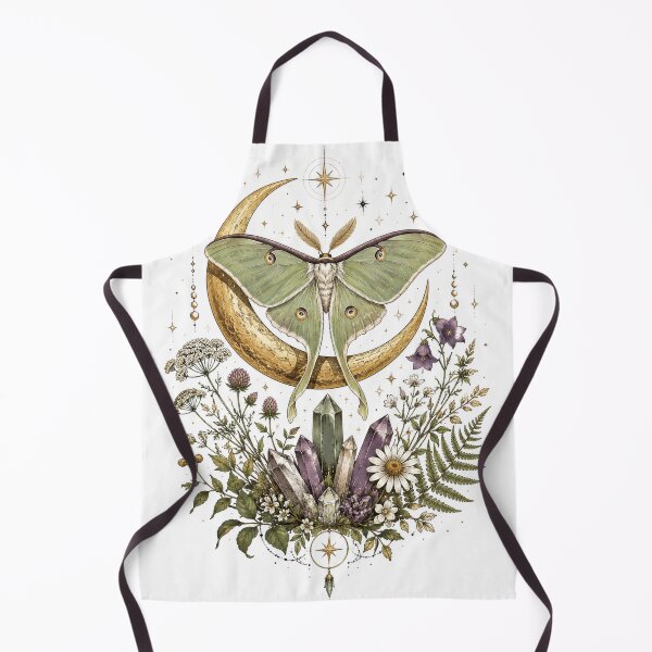 Item preview, Vintage Luna Moth With Crystal Cluster and Crescent Moon Illustration designed and sold by Bhinfy.