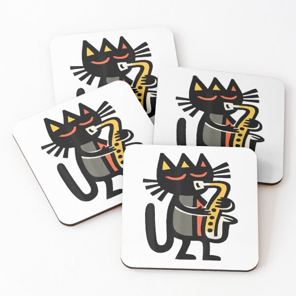Item preview, Cool Jazz Cat Playing Saxophone Funny Music Cartoon T-Shirt designed and sold by Badriiiii.