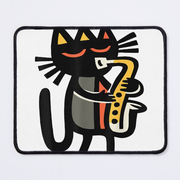 Item preview, Cool Jazz Cat Playing Saxophone Funny Music Cartoon T-Shirt designed and sold by Badriiiii.