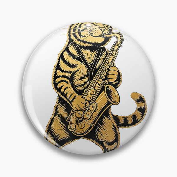 Item preview, Cool Jazz Cat Playing Saxophone Retro Funny Music T-Shirt designed and sold by kevincuellar.