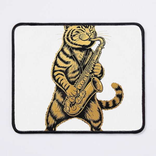 Item preview, Cool Jazz Cat Playing Saxophone Retro Funny Music T-Shirt designed and sold by kevincuellar.