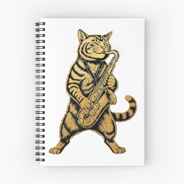 Item preview, Cool Jazz Cat Playing Saxophone Retro Funny Music T-Shirt designed and sold by kevincuellar.