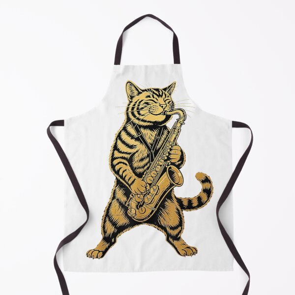 Item preview, Cool Jazz Cat Playing Saxophone Retro Funny Music T-Shirt designed and sold by kevincuellar.