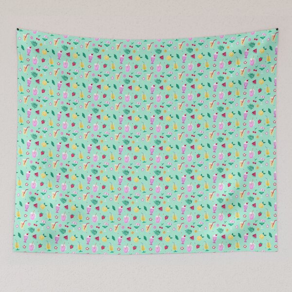 Item preview, Tropical Summer Drinks Pattern – Pastel Cute Seamless Design designed and sold by lydiadesign.