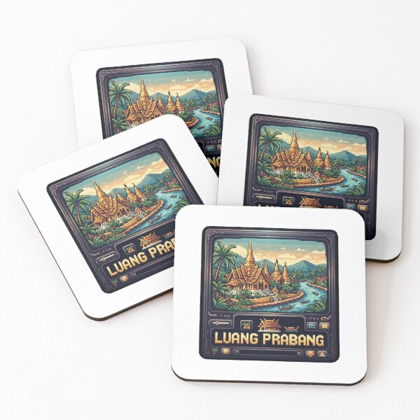 Item preview, Luang Prabang Laos Temple Pixel Travel Sticker designed and sold by Imaginarium of Chaos falcon88 .