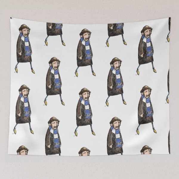 Item preview, Classic Football Fan Illustration | Retro Terrace Supporter | Blue & White Scarf - Illustrated designed and sold by GWARTGB.