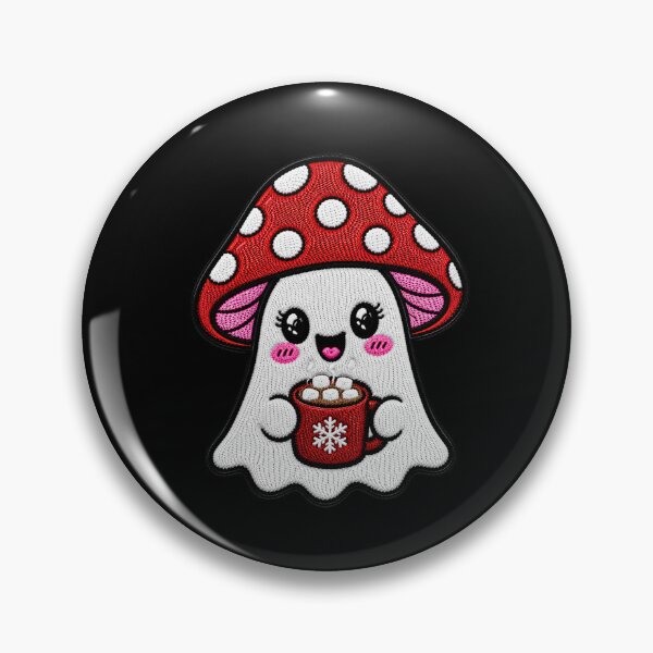 Item preview, Cute Ghost Hot Cocoa Kawaii Embroidery Patch Design Mushroom Boo designed and sold by ColorSplash123.