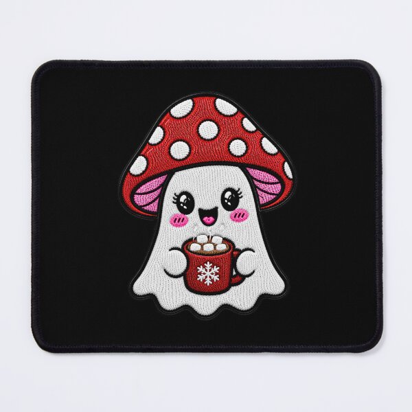 Item preview, Cute Ghost Hot Cocoa Kawaii Embroidery Patch Design Mushroom Boo designed and sold by ColorSplash123.