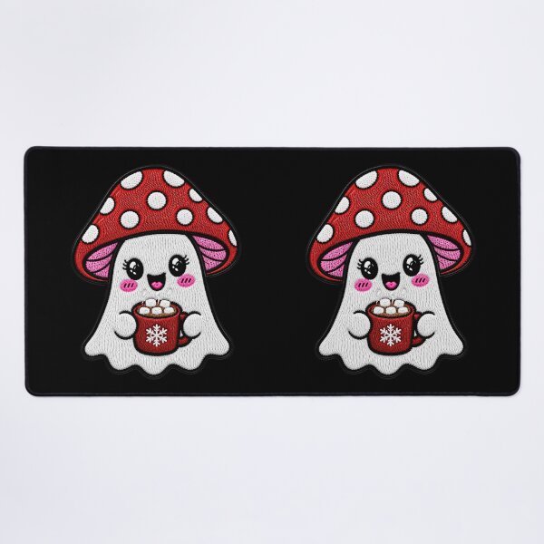 Item preview, Cute Ghost Hot Cocoa Kawaii Embroidery Patch Design Mushroom Boo designed and sold by ColorSplash123.