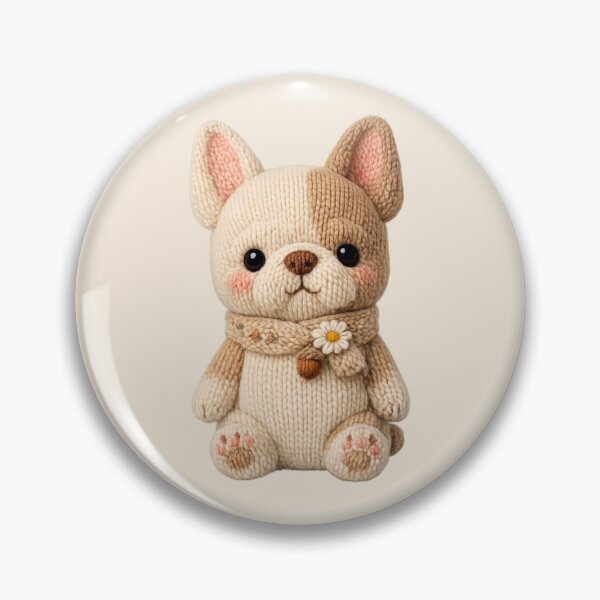 Item preview, Cute Knitted French Bulldog Plush | Kawaii Handmade Crochet Cottagecore designed and sold by Moons Studio.