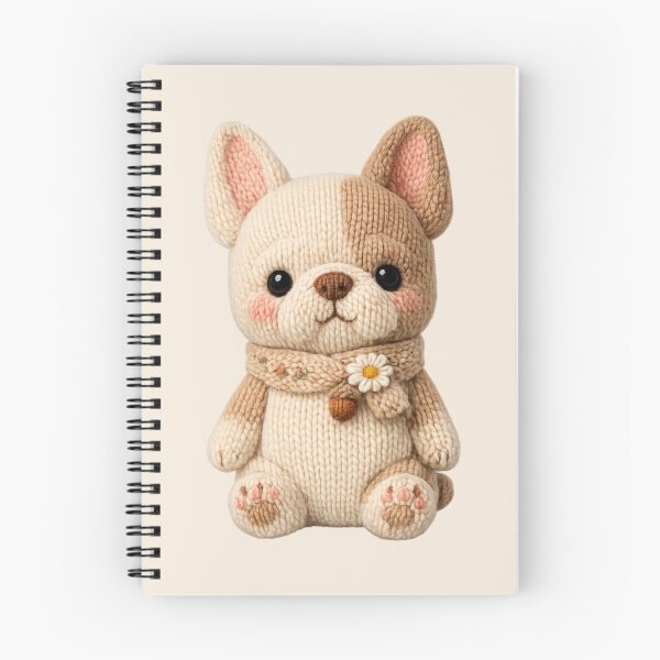 Item preview, Cute Knitted French Bulldog Plush | Kawaii Handmade Crochet Cottagecore designed and sold by Moons Studio.
