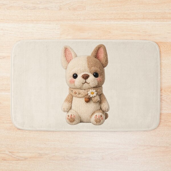 Item preview, Cute Knitted French Bulldog Plush | Kawaii Handmade Crochet Cottagecore designed and sold by Moons Studio.