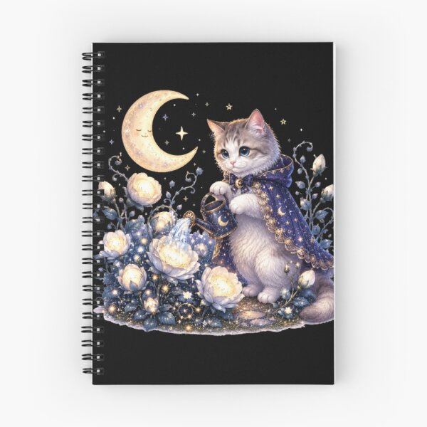 Item preview, Wizard Kitten Watering Moonlight Garden designed and sold by Moody Vibes Studio.