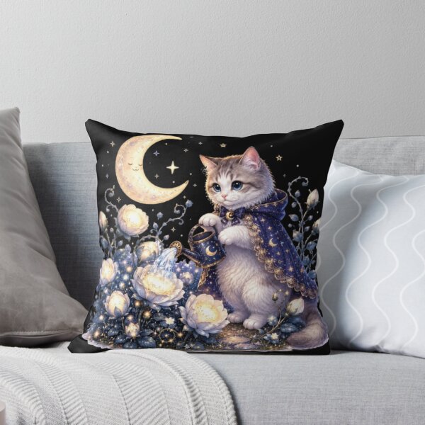 Item preview, Wizard Kitten Watering Moonlight Garden designed and sold by Moody Vibes Studio.