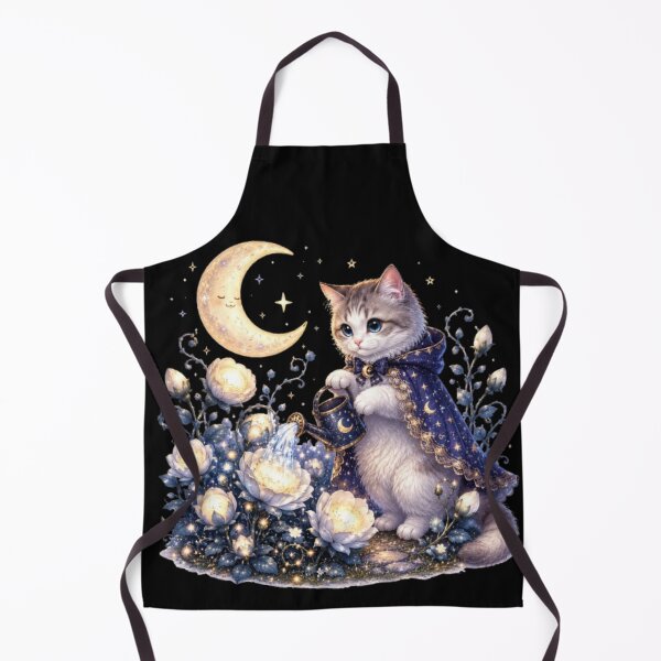 Item preview, Wizard Kitten Watering Moonlight Garden designed and sold by Moody Vibes Studio.