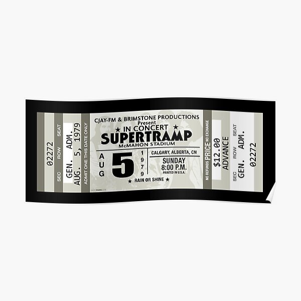 BILLET DE CONCERT ROCK CLASSIQUE - SUPERTRAMP Poster