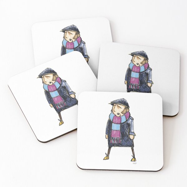 Item preview, Classic Football Fan Illustration | Retro Terrace Supporter | Claret & Blue Scarf - Illustrated designed and sold by GWARTGB.