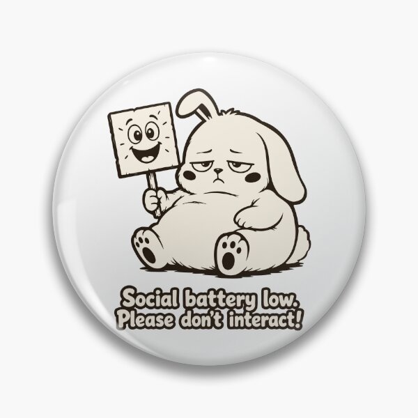 Item preview, Social Battery Low Bunny. Funny Introvert Mask Meme Fat Rabbit designed and sold by MalisoStickers.