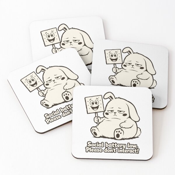 Item preview, Social Battery Low Bunny. Funny Introvert Mask Meme Fat Rabbit designed and sold by MalisoStickers.
