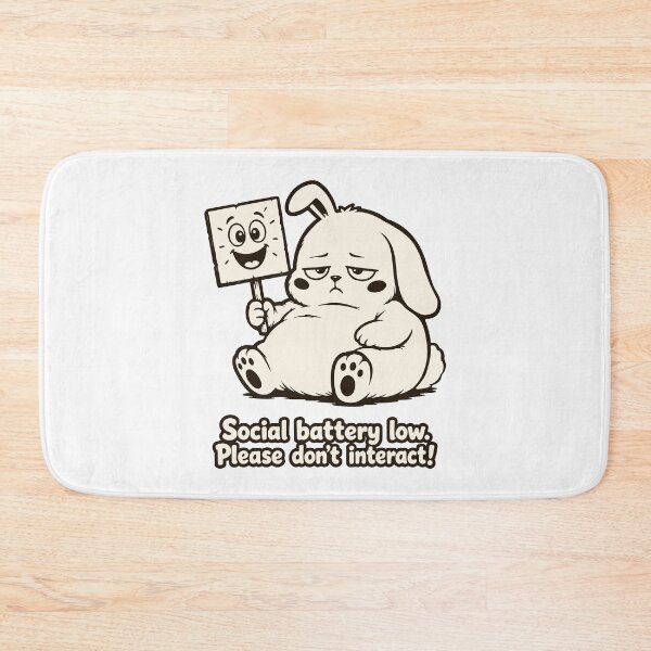Item preview, Social Battery Low Bunny. Funny Introvert Mask Meme Fat Rabbit designed and sold by MalisoStickers.