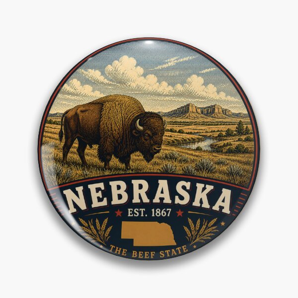 Item preview, Nebraska Retro State Badge – Vintage Travel Graphic designed and sold by Mac Sketches.
