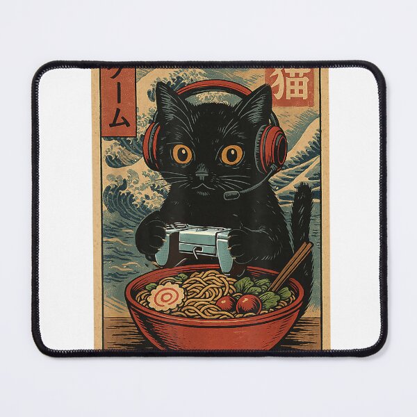 Item preview, Cute Kawaii Gamer Cat Funny Ramen Retro Japanese Cat Gaming T-Shirt designed and sold by kevincuellar.