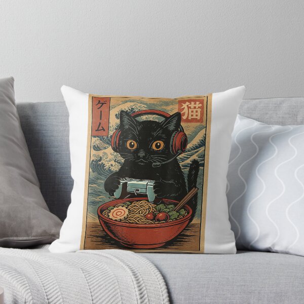 Item preview, Cute Kawaii Gamer Cat Funny Ramen Retro Japanese Cat Gaming T-Shirt designed and sold by kevincuellar.
