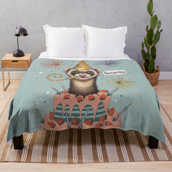 Item preview, Cute Happy Birthday Ferret | Retro Arcade Carpet Birthday Card Art designed and sold by Ruta.