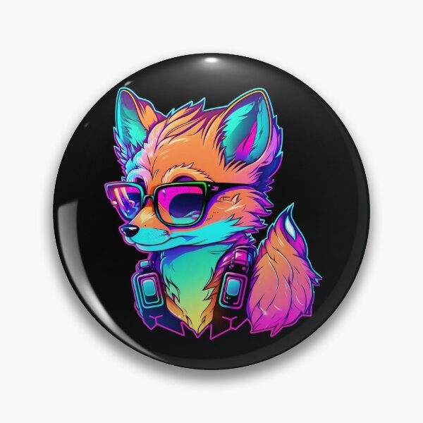 Item preview, Neon Fox with Sunglasses Vaporwave Animal Design designed and sold by CyfroweMysli.