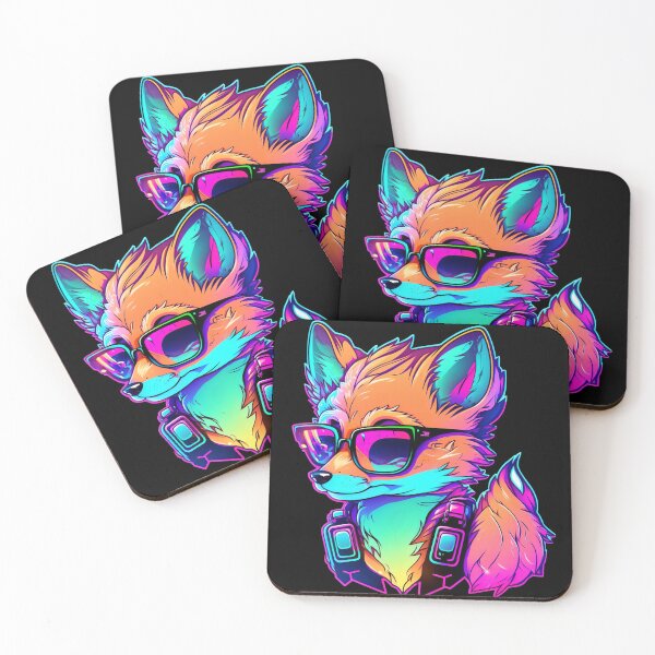 Item preview, Neon Fox with Sunglasses Vaporwave Animal Design designed and sold by CyfroweMysli.