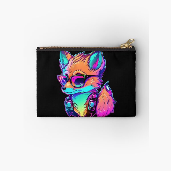 Item preview, Neon Fox with Sunglasses Vaporwave Animal Design designed and sold by CyfroweMysli.