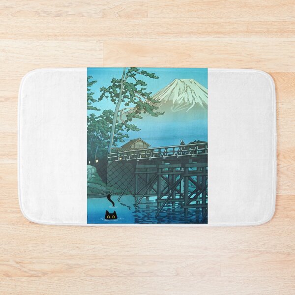 Item preview, Mt. Fuji in Moonlight, Kawai Bridge with a Cat designed and sold by PurrfectHome.