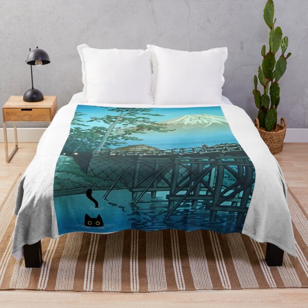 Item preview, Mt. Fuji in Moonlight, Kawai Bridge with a Cat designed and sold by PurrfectHome.