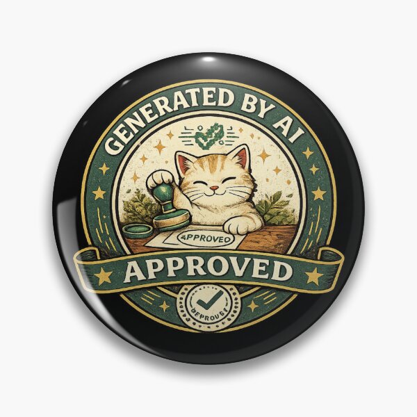 Item preview, AI Generated Cat Approved Vintage Badge – Funny Tech Meets Cute Aesthetic Design designed and sold by MartBook.