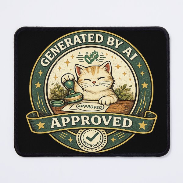 Item preview, AI Generated Cat Approved Vintage Badge – Funny Tech Meets Cute Aesthetic Design designed and sold by MartBook.