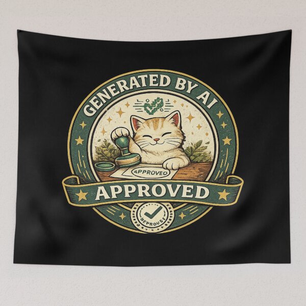 Item preview, AI Generated Cat Approved Vintage Badge – Funny Tech Meets Cute Aesthetic Design designed and sold by MartBook.