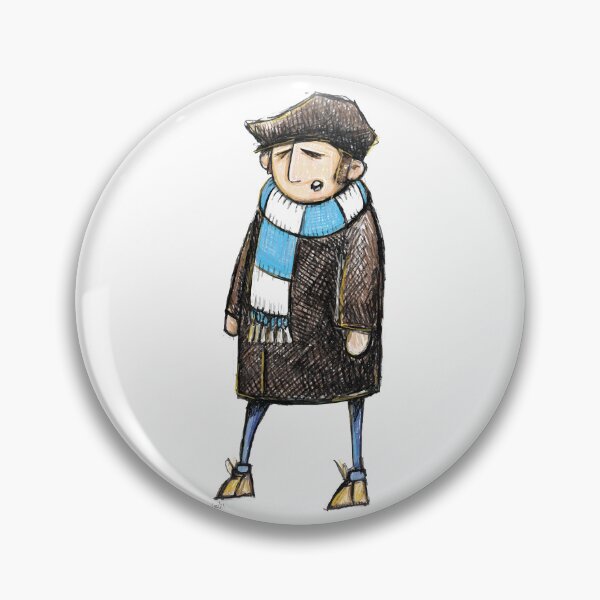 Item preview, Classic Football Fan Illustration | Retro Terrace Supporter | Sky Blue & White Scarf - Illustrated designed and sold by GWARTGB.