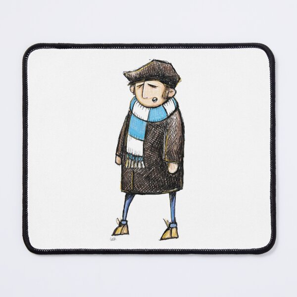 Item preview, Classic Football Fan Illustration | Retro Terrace Supporter | Sky Blue & White Scarf - Illustrated designed and sold by GWARTGB.